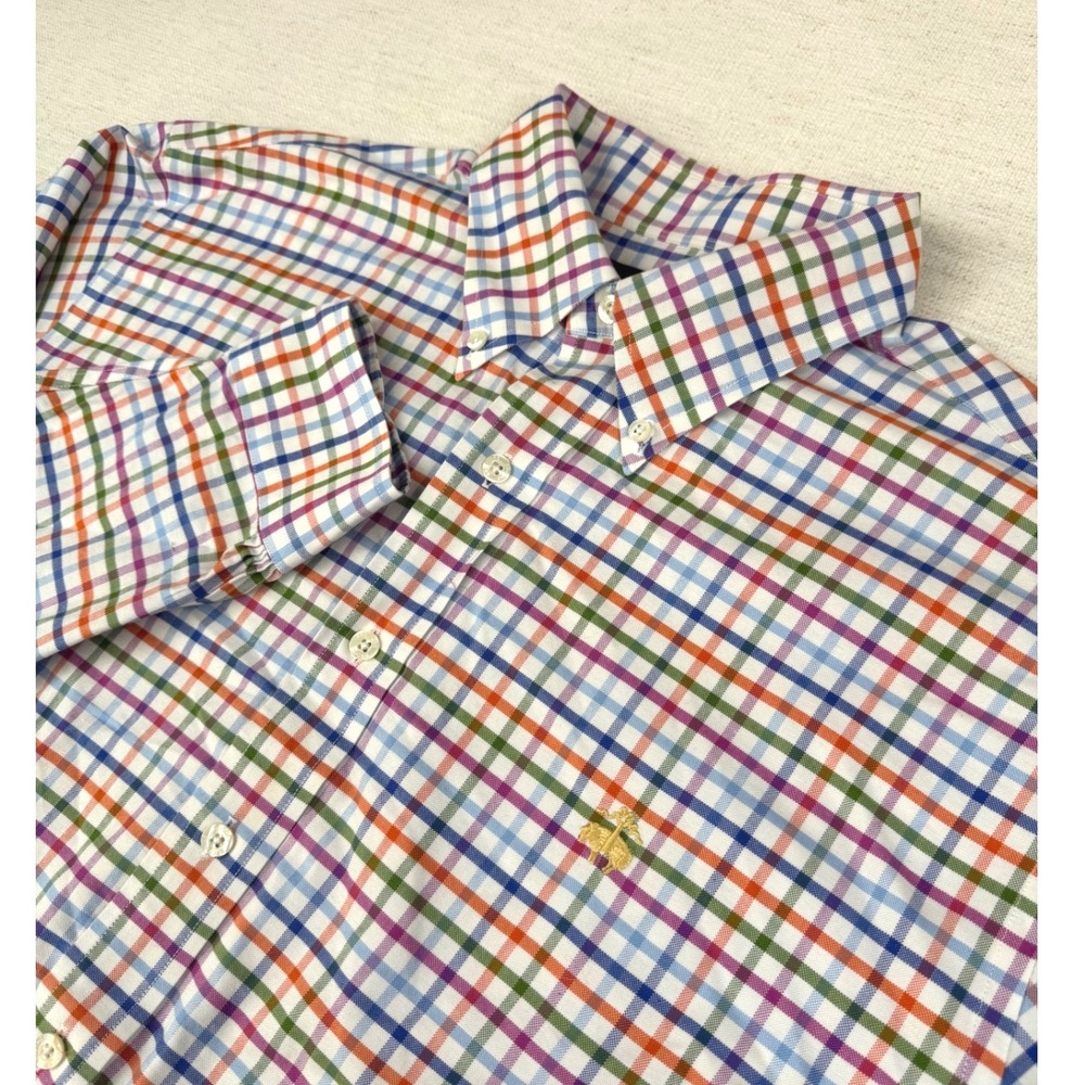 Brooks Brothers Non-Iron Supima Cotton Tattersall Shirt Mens L Multicolor Check